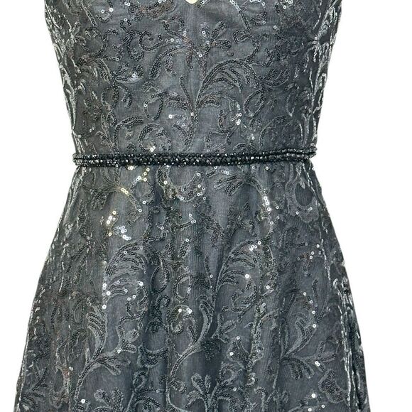 Mac Duggal 68012 Black Sequin Cap Sleeve Midi Cocktail Dress | Size 6 - Picture 7 of 13